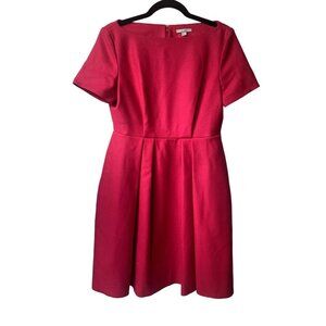 COS Wool Cashmere Pleated Red Pink Size 8 Short Sleeve Mini Dress